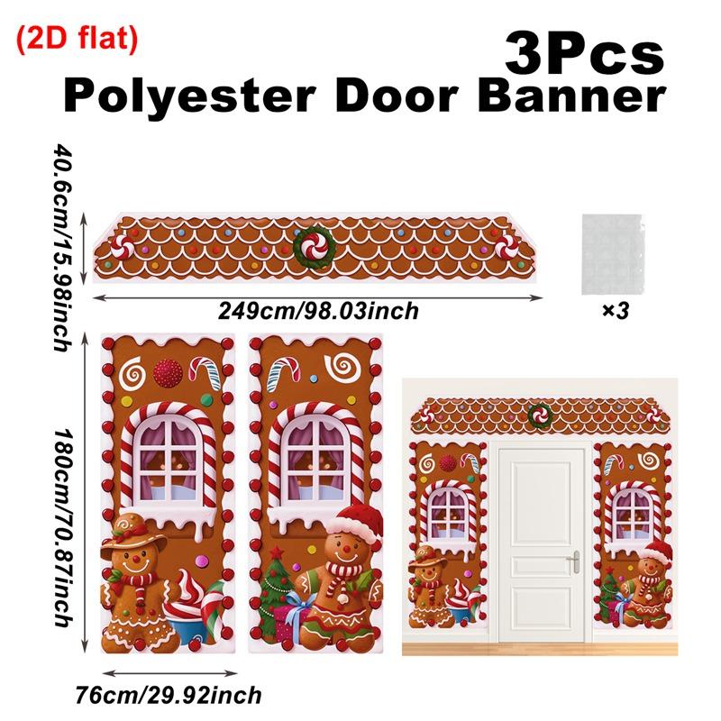 

Christmas Gingerbread Man Banner Couplet Christmas Decor for Home 2026 Door Cover Xmas Ornament Navidad Natal New Year Gift 2026