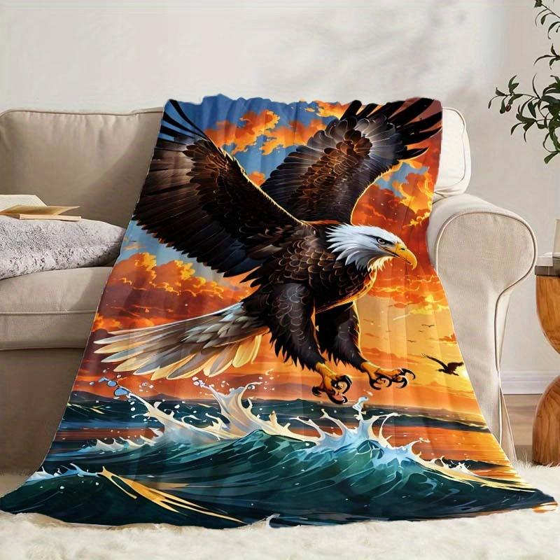 1pc Eagle Pattern Flannel Blanket, Lightweight and Soft Throw for Family & Friends Gift