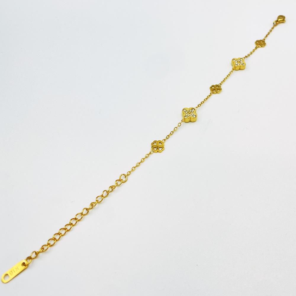 13MM Fresh Department Example Titanium Steel Fashion Four-leaf Clover Bracelet Double-sided Ladies Bracelet