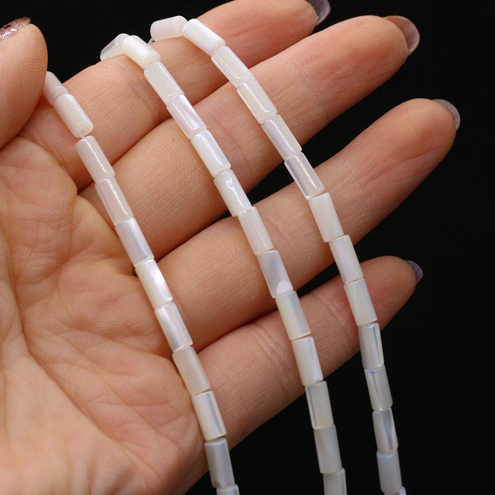 1 Strang Natürliche Süßwasser-Muschelperlen Weiß Rechteckliche Isolationsperlen Für Schmuckherstellung DIY Halskette Ohrringe Armband Perlen Zubehör