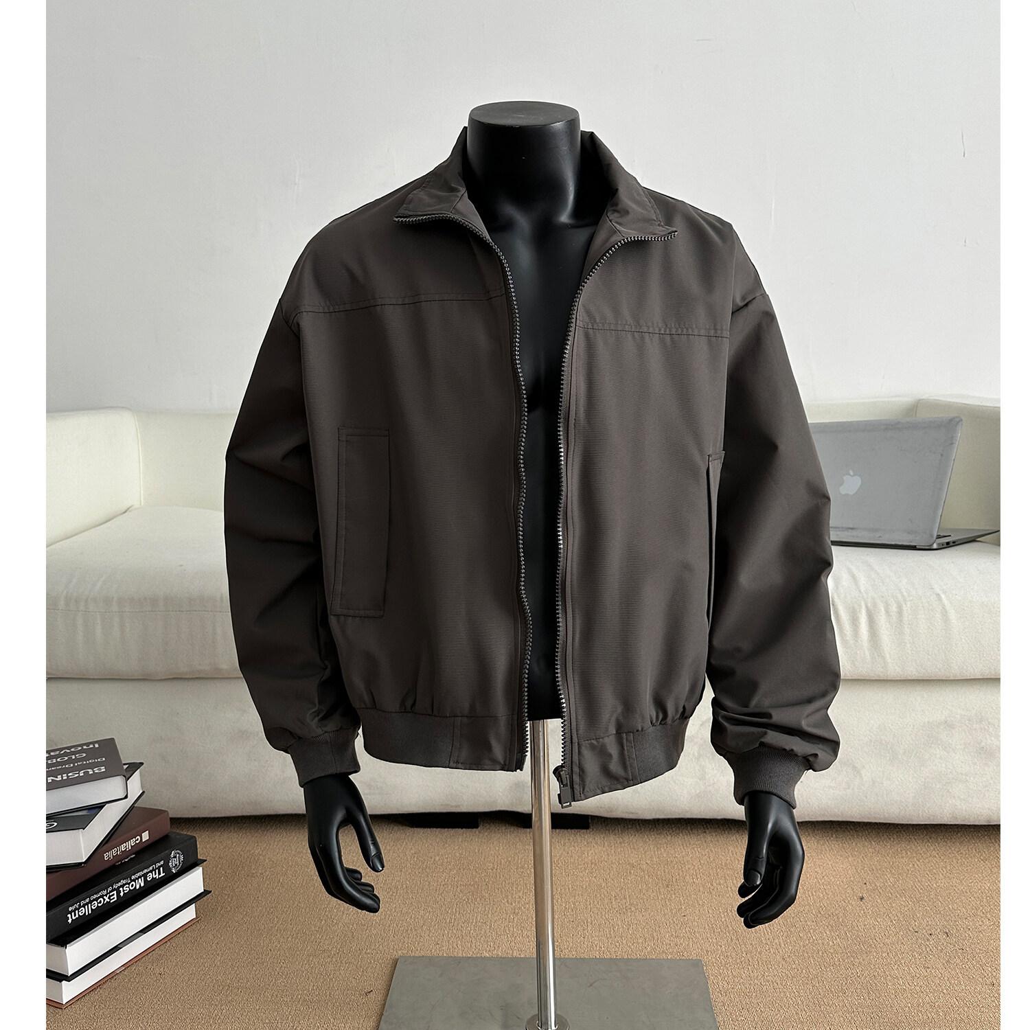 

American retro three-proof coach jacket men s spring and autumn short front shoulder tooling jacket high-end stand-up collar flight suit 3XL серый