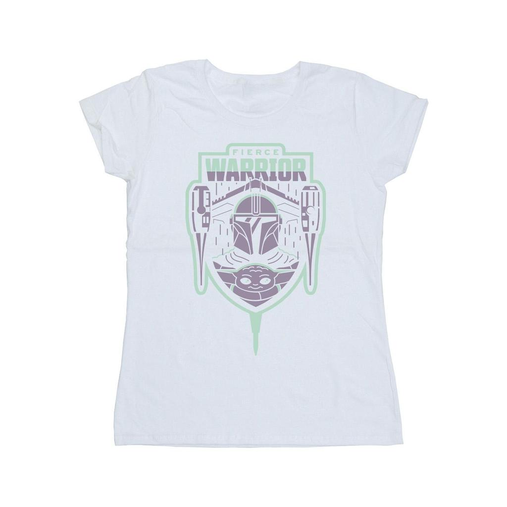 Star Wars Womens/Ladies The Mandalorian Fierce Warrior Patch Cotton T-Shirt
