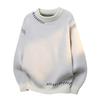 Unisex Knit Sweater Round Neck Long Sleeve Thick Casual Pullover Youth Loose Fit Rabbit Hair Blend