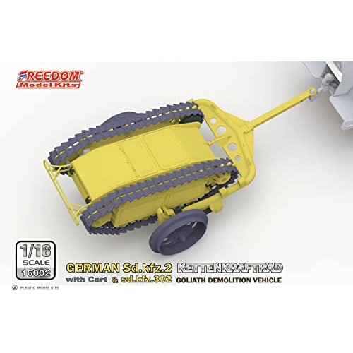 Freedom Model Kits 1/16 Scale World War II German Sd.kfz.2 Kettenkraftrad and Sd.Kfz.302 Goliath Light Explosive Transport Vehicle Cart Set, Plastic M