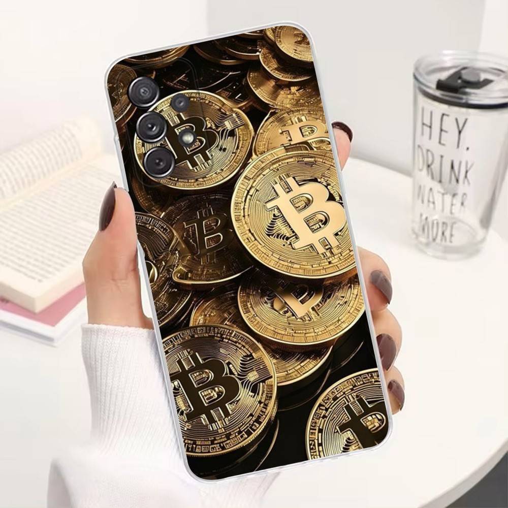 Bitcoin Digital Currency For Samsung A30,71,51,S9,10,20,Ultra,S22,23,21,PIus,FE,Lite,Transparent, Silicone Case