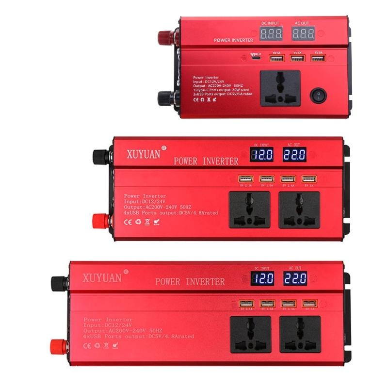 12V 24V To 220V Power Inverter 4 USB Car Voltage TransformerPower Inverter