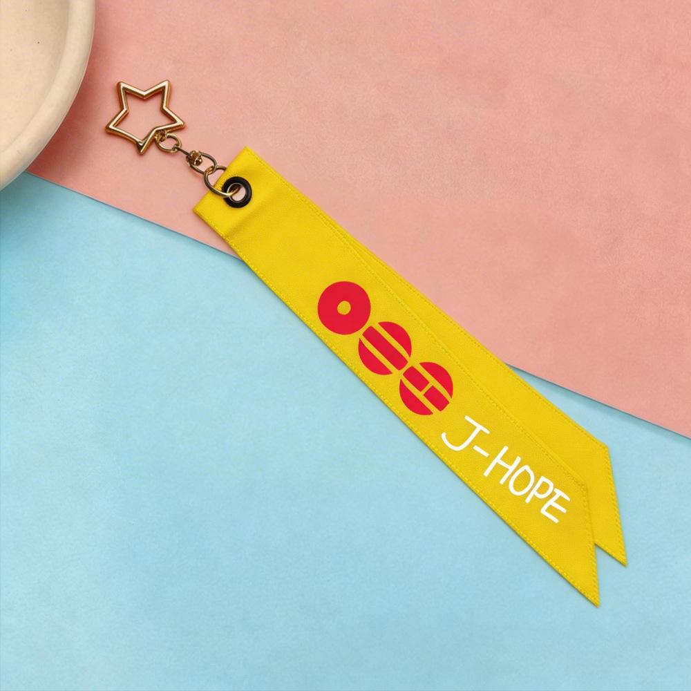 BTS Member Name Ribbon Phone Strap, Bangtan Boys Yellow Lanyard with Star Charm, Kpop ARMY Fans Bag/Phone Accessory