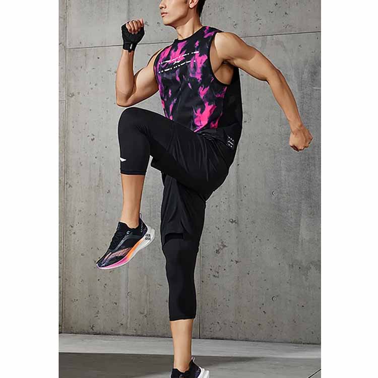 Li-Ning Reflective Quick-Dry Cool Antibacterial Tie-Dye Fitness Vest Men Tops Black Pink AVSS017-2