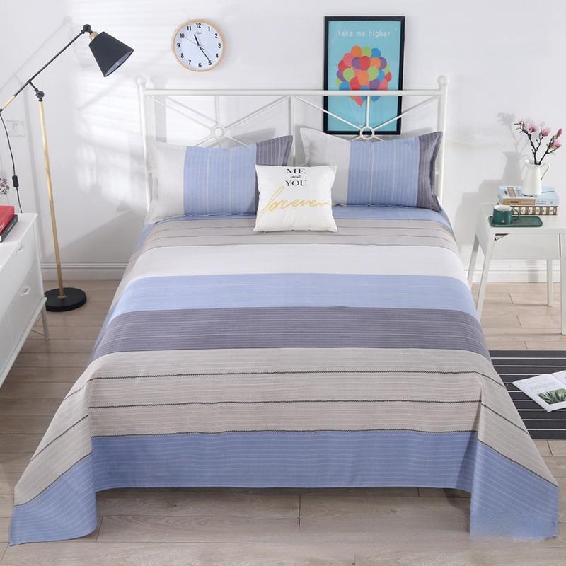 Flat Sheets Household Four Seasons Plaid Comfortable Soft Antibacterial Bedspread Cover Bedding Queen Size Bed Sheet Breathable