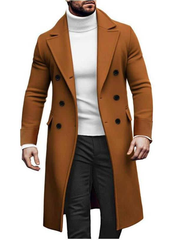 European 2024 Men's Double-Breasted Wool Overcoat In Stock