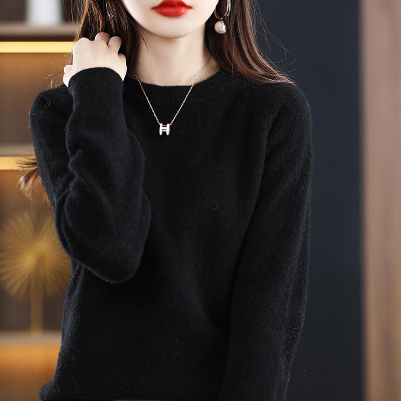 Women's Pure Wool Round Neck Sweater - New Autumn/Winter Loose Cashmere Pullover In Solid Colors
