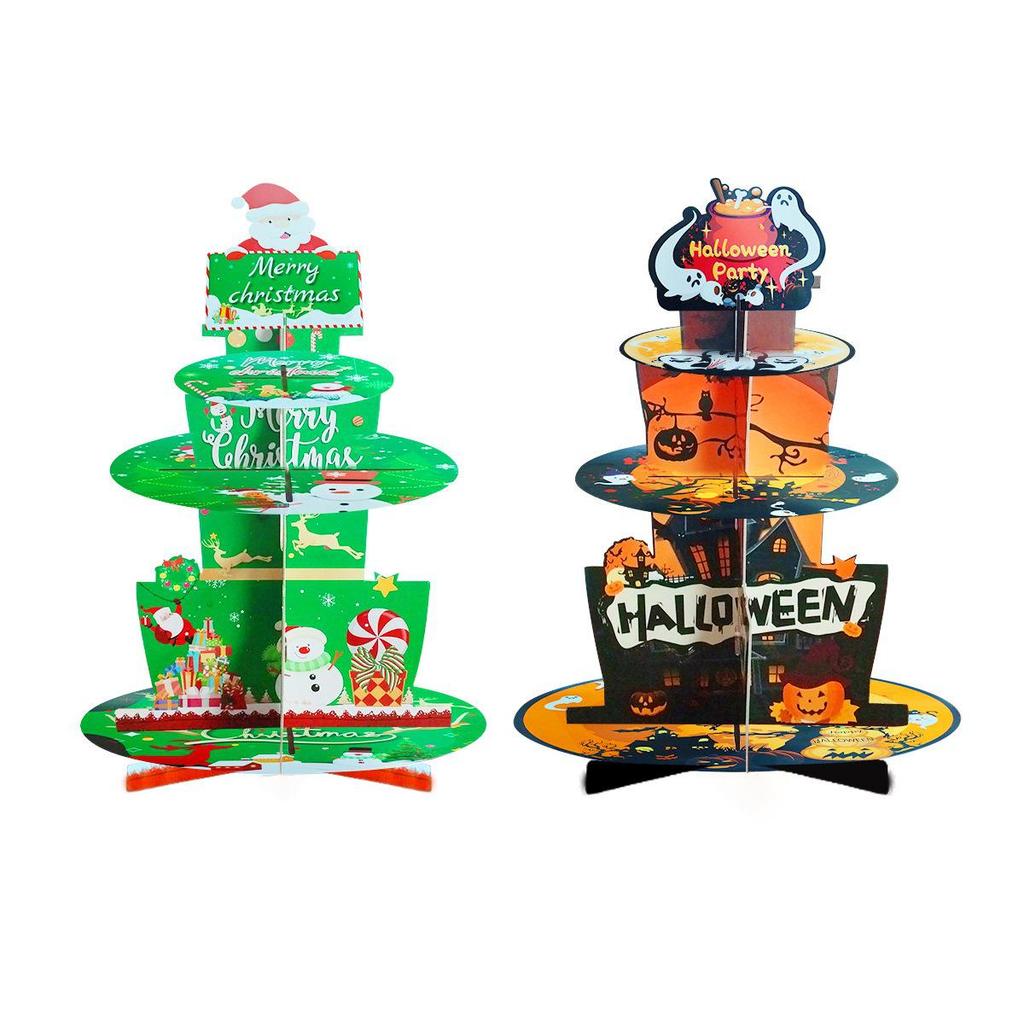 Three-Tier Halloween Dessert Stand: Ghost & Pumpkin Table Decoration