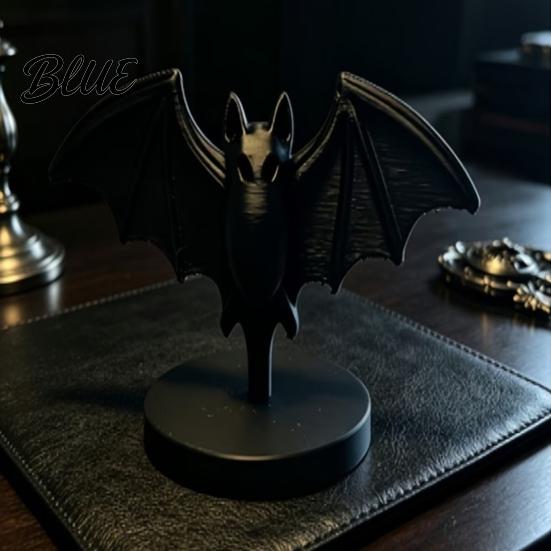 Bat Figurine with Base 3D Printed Gothic Black Statue, Stable Round Base, Halloween Desktop Ornament Tabletop Decor for Home, Dining Table &