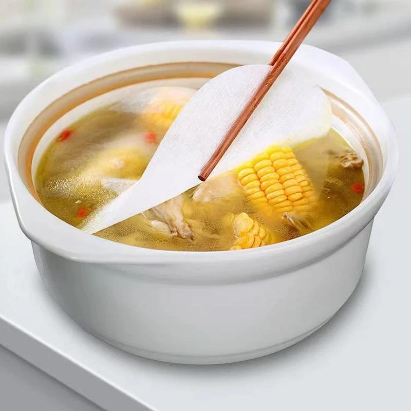 100 Pezzi Carta Assorbente per Olio per Cucina, Pellicola Rotonda per Zuppa e Fritti Carta Assorbente per Cibo Carta Filtro Schiuma d'Olio per Cucinare Cibo Fritti