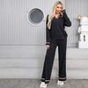 Women's Lounge Sets 2 Piece Outfits POLO V Neck Knitted Pullover Sweater Tops Wide Leg Pants Sets Tracksuit Chunky Fall Winter Sweatsuit for Women