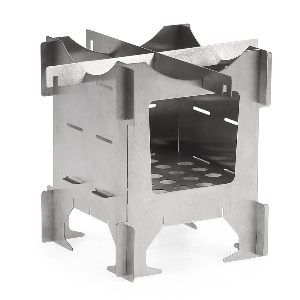 Lightweight Titanium Folding Wood Stove Outdoor Camping Stove Picnic Cooking Backpacking Furnace