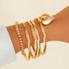 Bracelet Simple Love Heart Pendant Bracelet Set, Exaggerated Metal Beads Stacked To Wear Jewelry