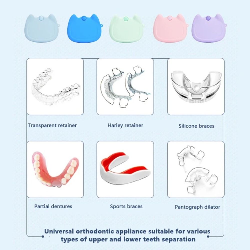 Soft Denture Storage Box Cartoon Cat False Teeth Protective Case  Tooth Care Tool