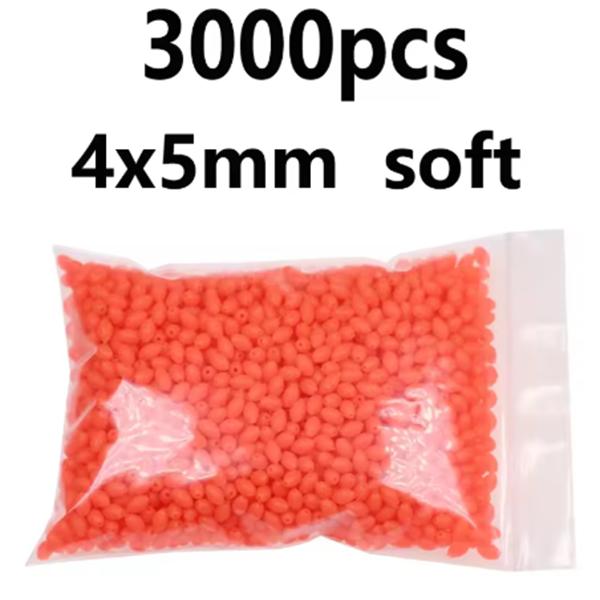 1000/3000PCS Wholesale Red Green Oval Soft Rubber Luminous Fishing Beads Glowing Sink Beads For Fishing Rigs Fishing Lure Tackle
