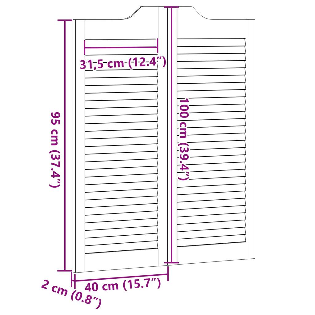 Swing Doors 100 x 40 cm Solid Pine Wood Natural
