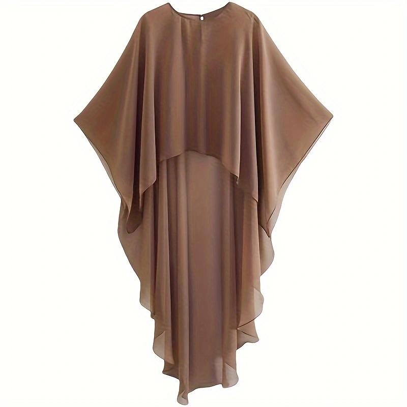 

Асимметричное платье-плащ из тюля с бретелями и атласным платьем с V-образным вырезом One Size кофейный