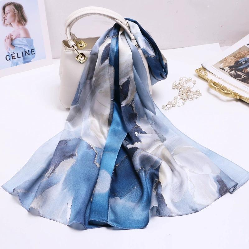 Chinese Ethnic Flower Style 100% Silk Scarves Shawls Long Silk Scarf 170*52Cm