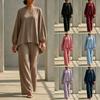 2026 European and American Cross-border Independent Station New Women's Simple Loose Linen Blended Fashion Shirt Wide-leg Pants Set