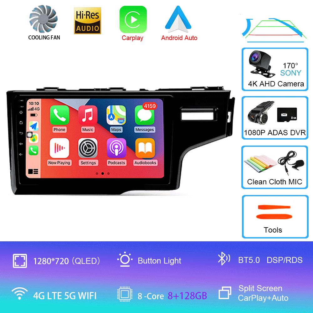 Car Radio Android 14 Carplay For Honda Jazz 3 2015-2020 Fit 3 GP GK 2013-2020 RHD Multimedia Video Player Stereo GPS Head Unit