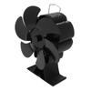 Black 6 Blade Heat Powered Stove Fan Thermodynamically Driven Fireplace Fan for Heat Dissipation