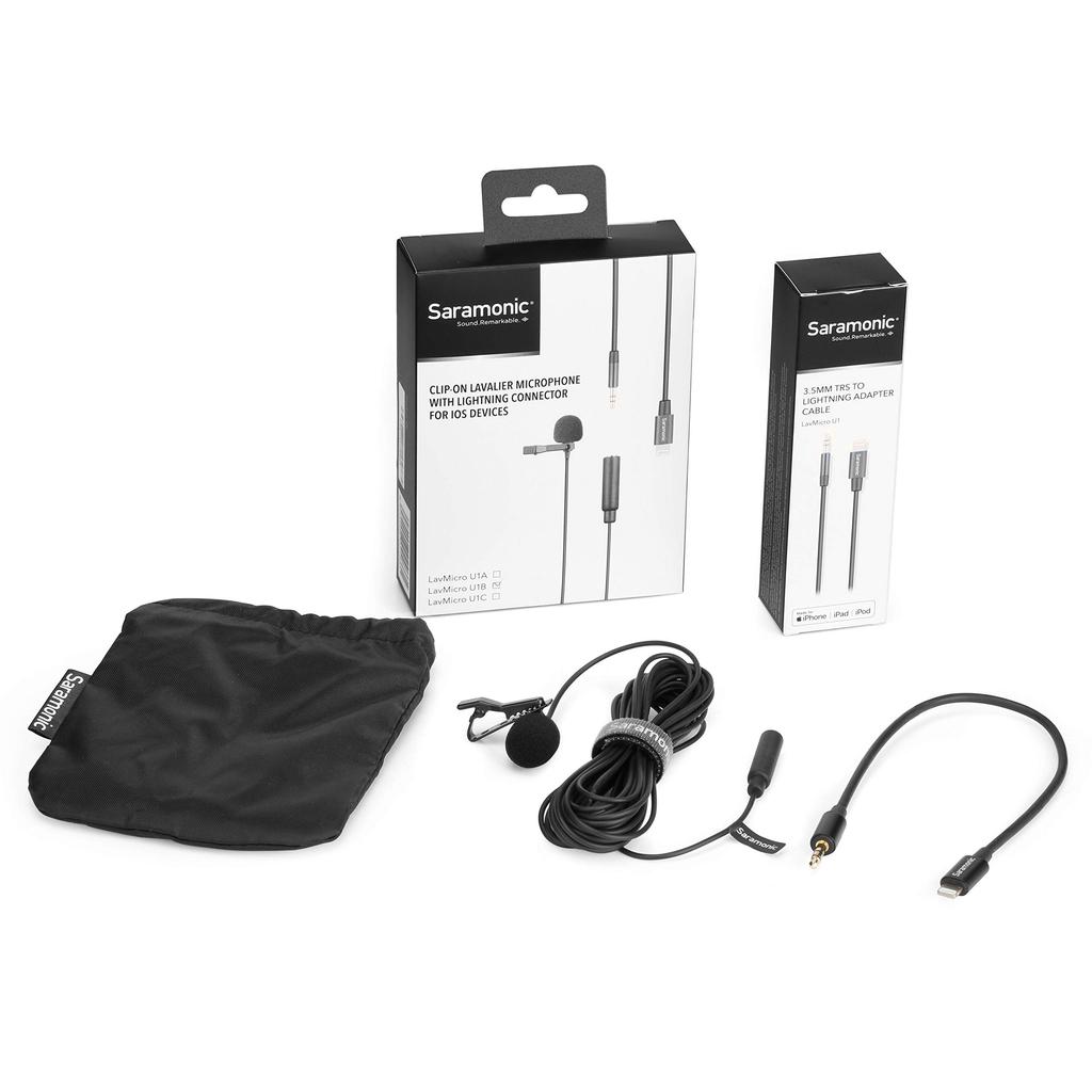 Saramonic LavMicro U1B Omnidirectional Lavalier Microphone for Lightning Connector iOS, (6m Cable)