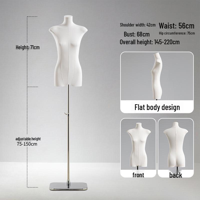 Adjustable Height Mannequin Stand with Arms for Women's Clothing Display