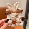2024 Milk Coffee Color Fabric Flower Hair Ties - Children's Scrunchies & Women's Hair Accessories