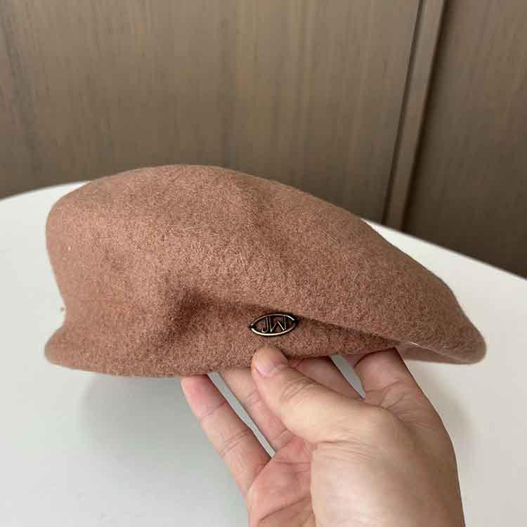 Autumn And Winter Wool Styling Beret British Retro Irregular Pleated Painter Hat Small Versatile Pumpkin Hat