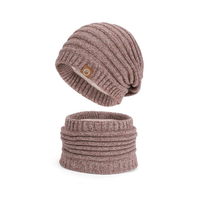 

Зимняя шапка-шарф, комплект из двух предметов, женская бархатная толстая теплая защита ушей, вязаная шапка-пуловер, шерстяная шапка кофейный