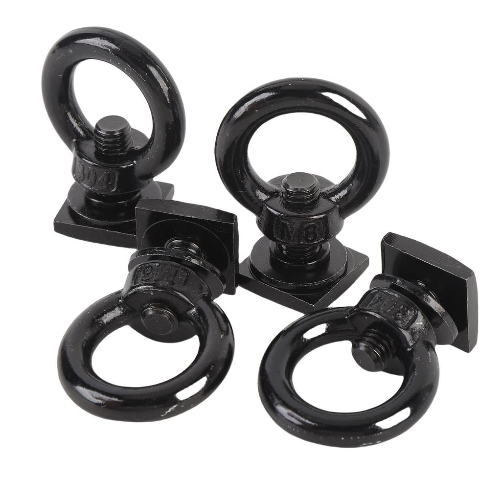 4PCS T Track Mount Tie Down Anchor M8 Sturdy Stainless Steel T Slot Bolt Tie Down Rings for Holding Bungee Cord Rope