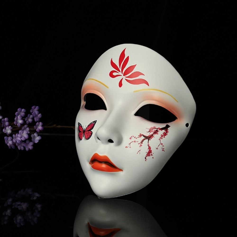 Dress Up Cosplay Geisha Mask Flower Japanese Mask Toy Hanfu Cosplay Mask  Party