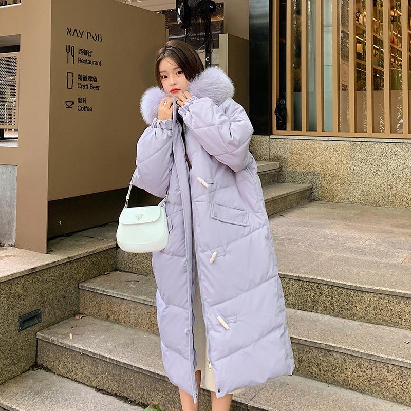 Women's Mid-length Down Jacket Thickened Large Fur Collar Loose New Women's Down Jacket Long main image 1