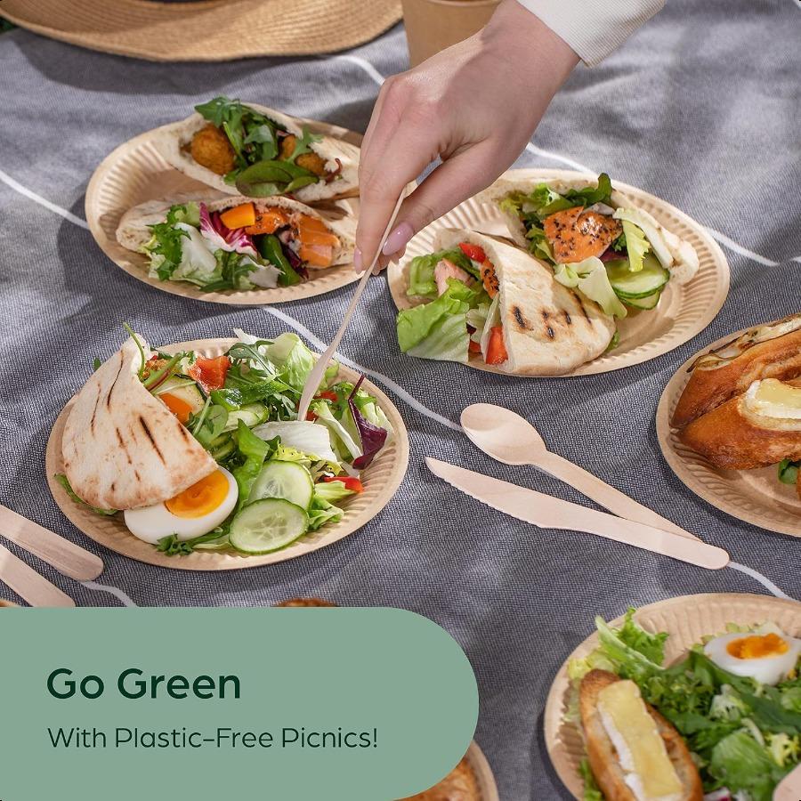 

Деревянные одноразовые ножи 300 штук Деревянные компостируемые ножи Экологичная биоразлагаемая посуда для вечеринки Без пластика Кутле United States