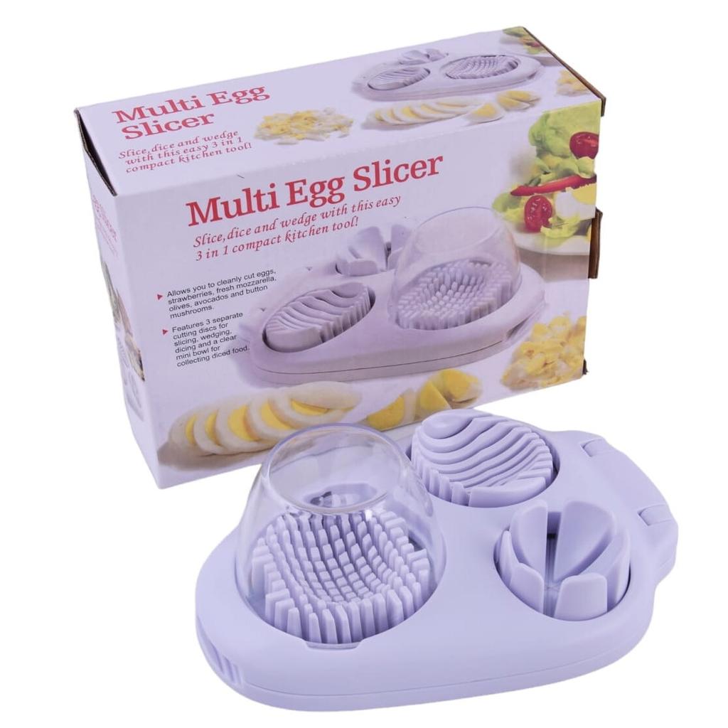 Brunbeste 3-in-1 Manual Egg Slicer, Hard Boiled Egg Cutter, White, 20x15x8cm
