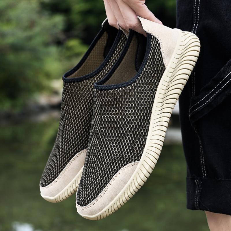 Summer Hot Selling Men's Mesh Casual Shoes Breathable Massage Soles Men's Driving Shoes Outdoor Beach Camping Shoes Anti Slip