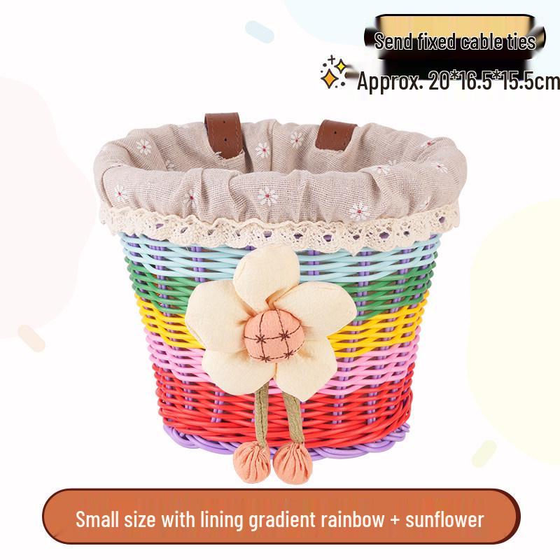 Retro Woven Front Basket for Children's Bicycles, Scooters, or Doll Strollers