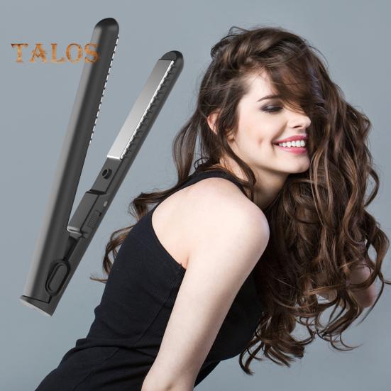 USB Mini Curling Iron 2-In-1 Dual Purpose Curling Wand Flat Iron Hair Straightener Curler Fast Heating Portable Travel Women Short Long Hair Styling