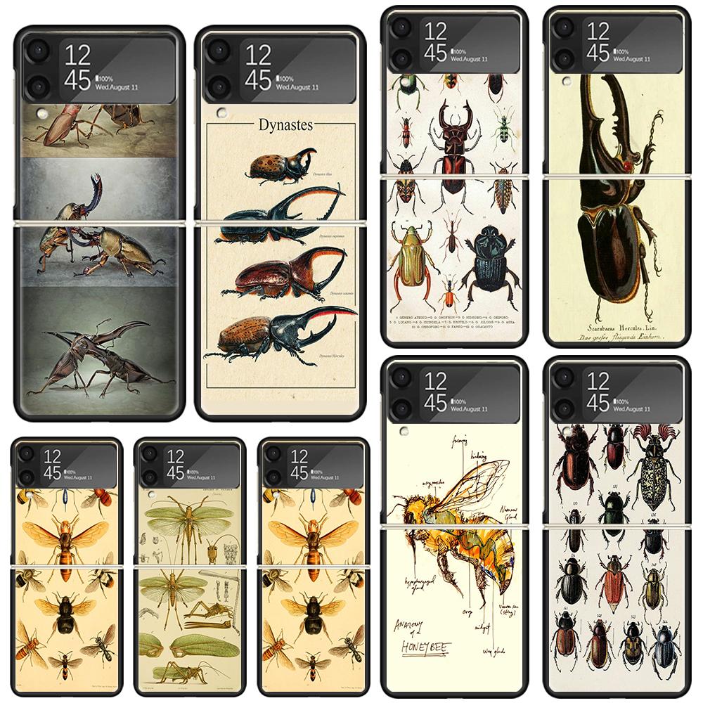 Bugs Bees Scientific Decomposition Phone Case Cover for Samsung Galaxy Z Flip 7 6 5 4 3 5G Flip3 Flip4 Flip5 ZFlip6 ZFlip7 Black