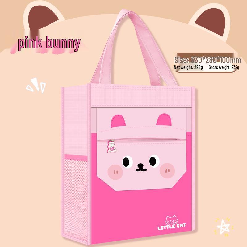 Panda Tutoring Bag: Transparent Canvas Handheld Book Bag for Kids with Extra Large Capacity