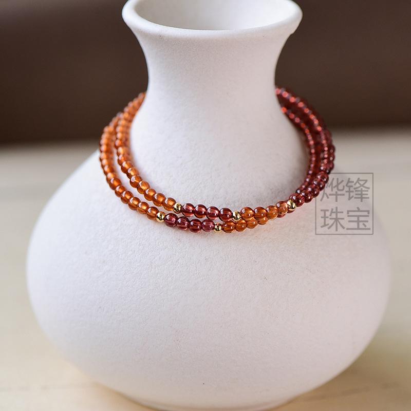Natural Garnet Bracelet Crystal, Orange-red Garnet Bracelet Niche Design Women's Jewelry