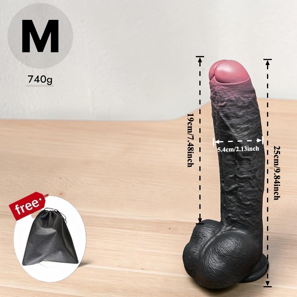Extra Large Soft Liquid Silicone Dildo, Brown Realistic Design with Red Glans, 3 Sizes Available, Up To 31cm, Flexible Skin-Like Adult Toy