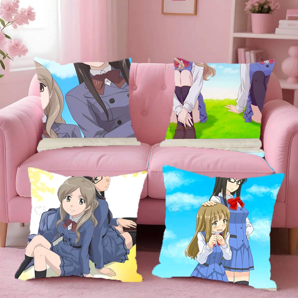 Girl For Love Anime Sasameki Koto Pillow Case Anti-Dustmite Pillowcase Invisible Zipper Silky Short Plush Sofa Cushion Cover