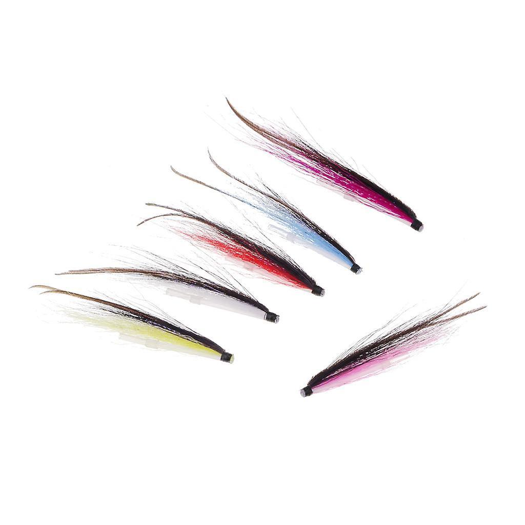 9x6Pcs Tube Fly Fishing Mini Sunray Shadow Riffle Hitch Salmon Flies 50mm