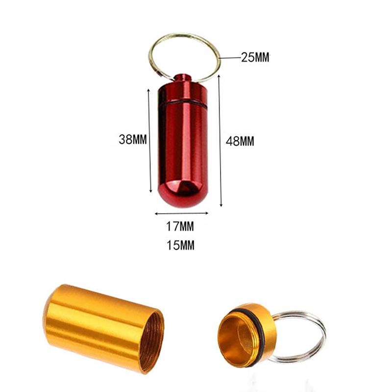 Waterproof Aluminum Pill Box Cache Drug Holder Container Keychain Medicine Box