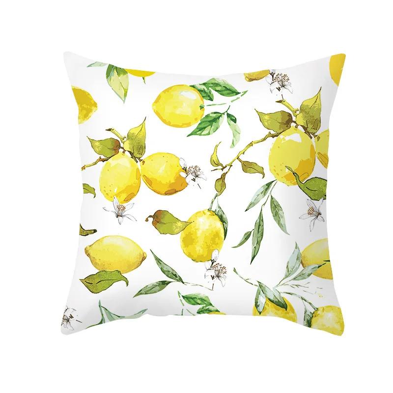 Nordic Summer Yellow Lemon Throw Pillow Cover Living Room Sofa Office Car Seat Waist Cushion   Home Decoration